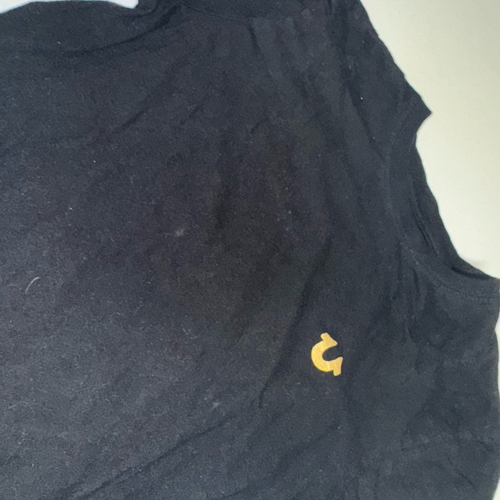 True Religion Black Tee with Gold Branding